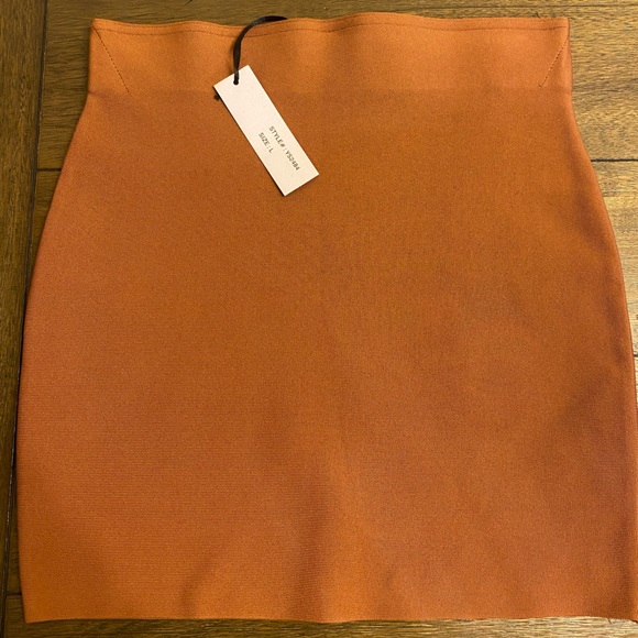 Forever 21 Brown Bodycon Bandage Mini Skirt Size L - Picture 6 of 8